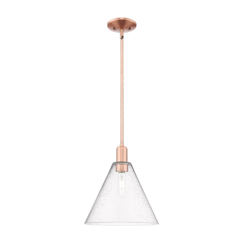 Innovations Berkshire Glass 12in 1-Light Mini Pendant | Industrial Antique Copper Steel and Seedy Glass | Kitchen Island | 12 x | Model 716-1S-AC-GBC-124