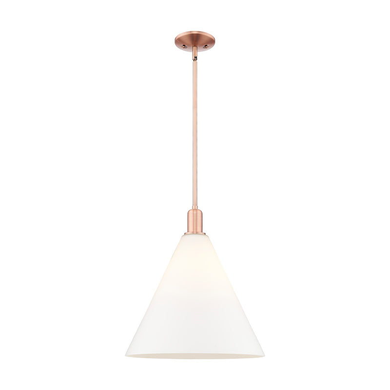 Innovations Berkshire Glass 16in 1-Light Mini Pendant | Industrial Antique Copper Steel and Matte White Glass | Kitchen Island & | Model 716-1S-AC-GBC-161