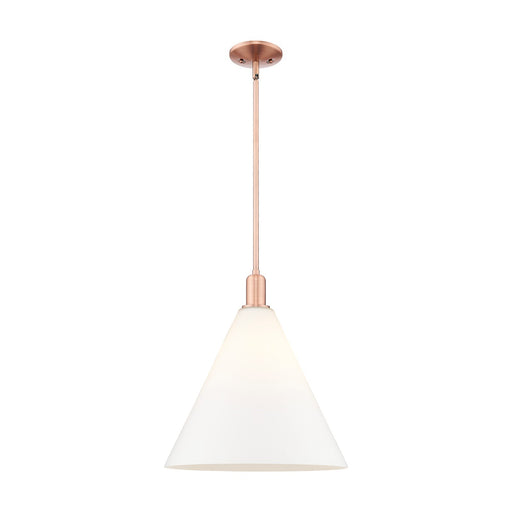 Innovations Berkshire Glass 16in 1-Light Mini Pendant | Industrial Antique Copper Steel and Matte White Glass | Kitchen Island & | Model 716-1S-AC-GBC-161