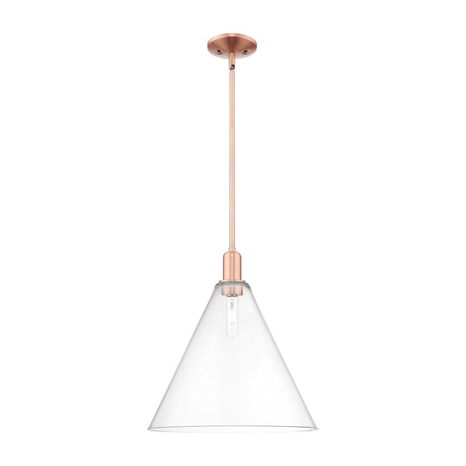 Innovations Berkshire Glass 16in 1-Light Mini Pendant | Industrial Antique Copper Steel and Clear Glass | Kitchen Island & | Model 716-1S-AC-GBC-162