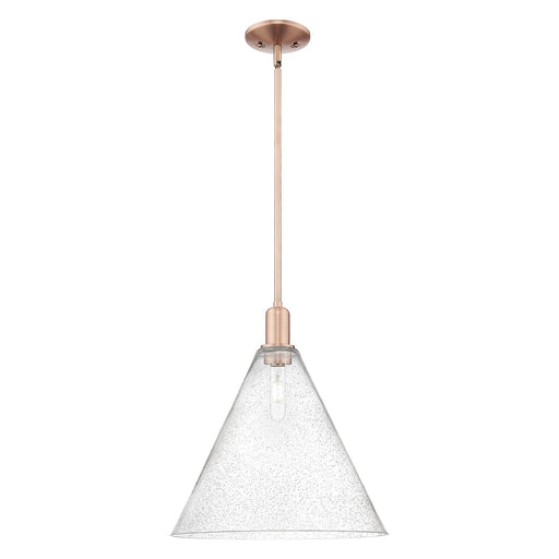 Innovations Berkshire Glass 16in 1-Light Mini Pendant | Industrial Antique Copper Steel and Seedy Glass | Kitchen Island & | Model 716-1S-AC-GBC-164