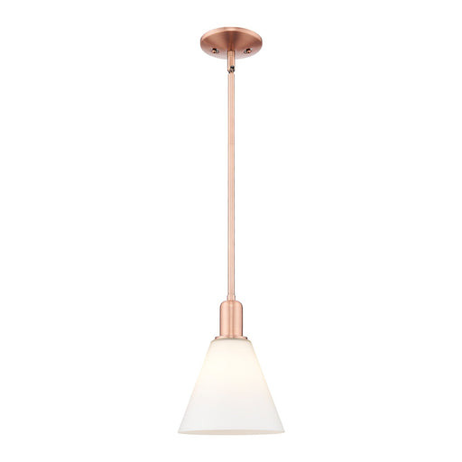 Innovations Berkshire Glass 8in 1-Light Mini Pendant | Industrial Antique Copper Steel and Matte White Glass | Kitchen Island & | Model 716-1S-AC-GBC-81
