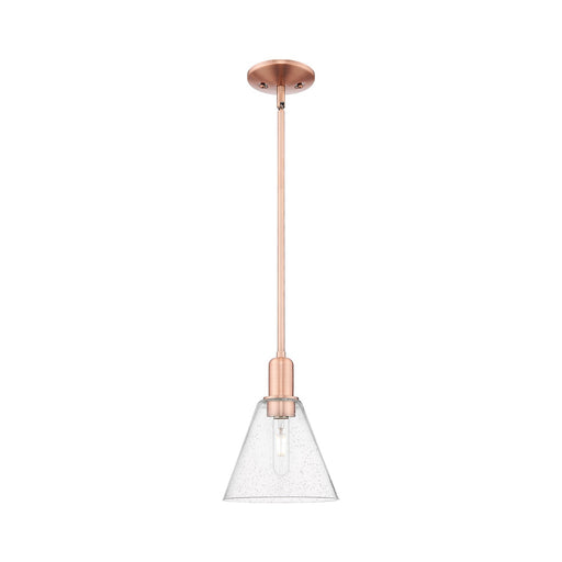 Innovations Berkshire Glass 8in 1-Light Mini Pendant | Industrial Antique Copper Steel and Seedy Glass | Kitchen Island & Dining | Model 716-1S-AC-GBC-84