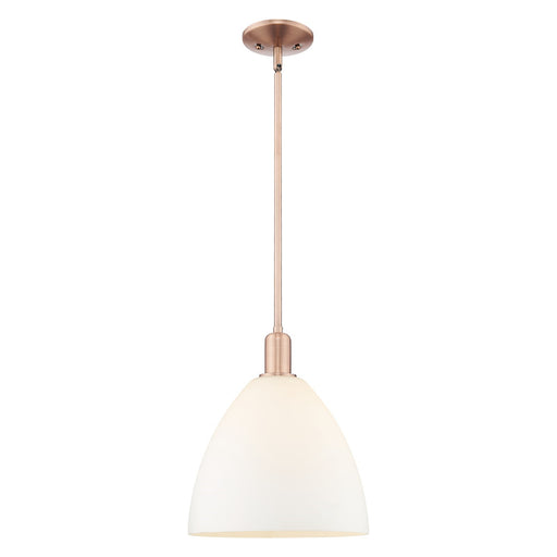 Innovations Bristol 12in 1-Light Mini Pendant | Industrial Antique Copper Steel and Matte White Glass | Kitchen Island & Dining | Model 716-1S-AC-GBD-121