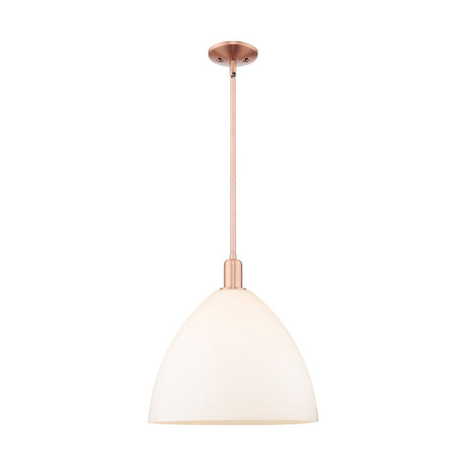 Innovations Bristol 16in 1-Light Mini Pendant | Industrial Antique Copper and Matte White Glass | Kitchen Island & Dining Room | Model 716-1S-AC-GBD-161