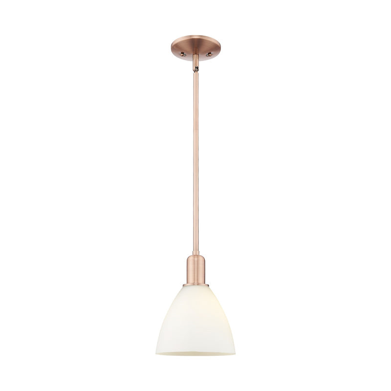 Innovations Bristol 8in 1-Light Mini Pendant | Industrial Antique Copper Steel and Matte White Glass | Kitchen Island | 7.5 x | Model 716-1S-AC-GBD-751