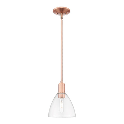 Innovations Bristol 8in 1-Light Mini Pendant | Industrial Antique Copper Steel and Clear Glass | Kitchen Island & Dining Room | Model 716-1S-AC-GBD-752