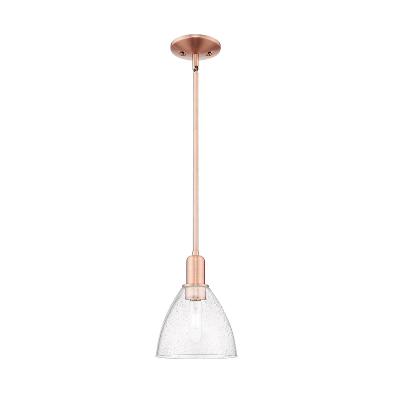 Innovations Bristol 8in 1-Light Mini Pendant | Industrial Antique Copper Steel and Seedy Glass | Kitchen Island | 7.5 x 10.12 in | Model 716-1S-AC-GBD-754