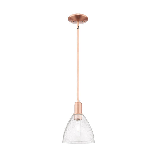 Innovations Bristol 8in 1-Light Mini Pendant | Industrial Antique Copper Steel and Seedy Glass | Kitchen Island | 7.5 x 10.12 in | Model 716-1S-AC-GBD-754