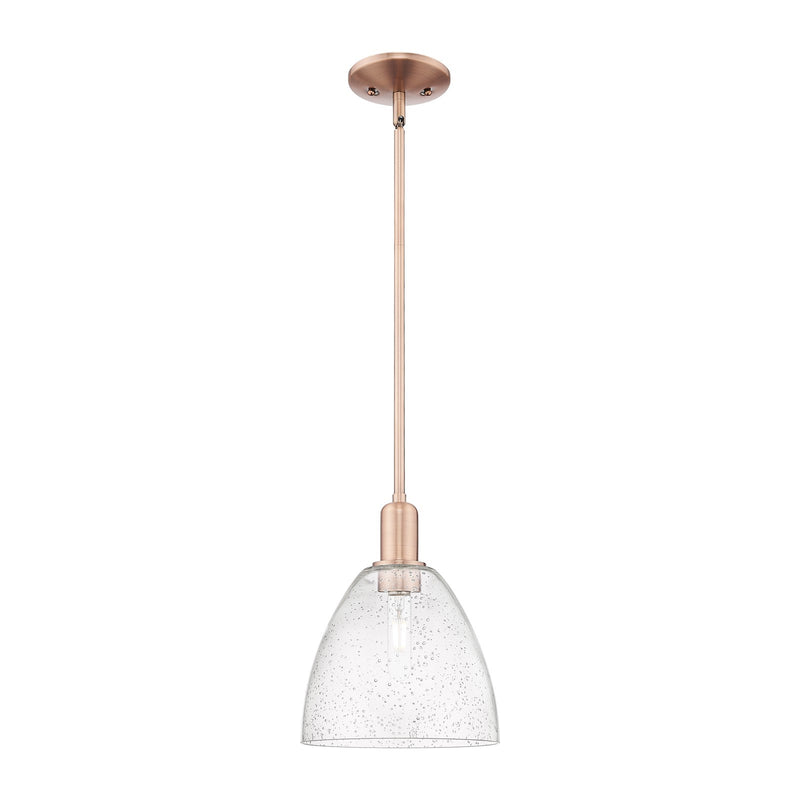 Innovations Bristol 9in 1-Light Mini Pendant | Industrial Antique Copper Steel and Seedy Glass | Kitchen Island & Dining Room | 9 | Model 716-1S-AC-GBD-94