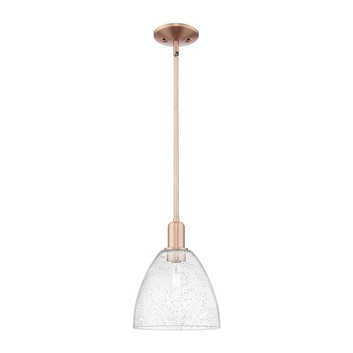 Innovations Bristol 9in 1-Light Mini Pendant | Industrial Antique Copper Steel and Seedy Glass | Kitchen Island & Dining Room | 9 | Model 716-1S-AC-GBD-94