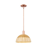 Innovations NB Dome 1Lt Stem Mini Pendant/12" Copper/Nat - 716-1S-AC-NBD2-12-NAT