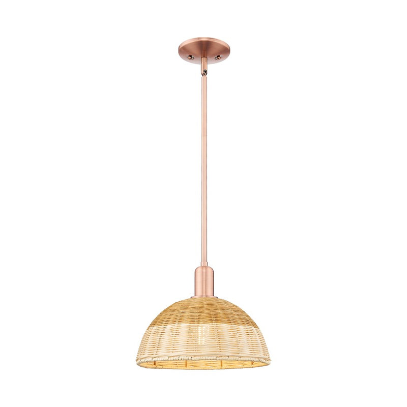 Innovations NB Dome 1Lt Stem Mini Pendant/12" Copper/Nat - 716-1S-AC-NBD2-12-NAT