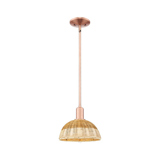 Innovations NB Dome 1Lt 9" Stem Mini Pendant, Copper/Nat - 716-1S-AC-NBD2-9-NAT