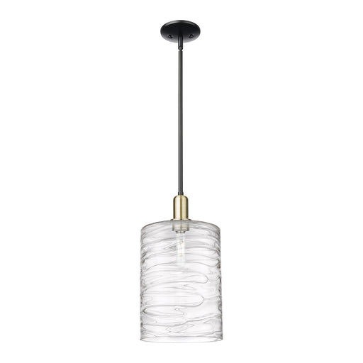 Innovations Cobbleskill 9in 1-Light Mini Pendant | Industrial Black Antique Brass and Deco Swirl Glass | Kitchen Island & | Model 716-1S-BAB-G1113-L