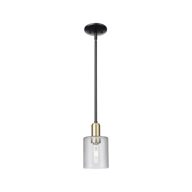 Innovations Cobbleskill 5in 1-Light Mini Pendant | Industrial Black Antique Brass Steel and Clear Glass | Kitchen Island & Dining | Model 716-1S-BAB-G112