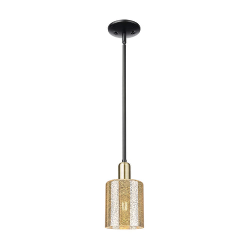 Innovations Cobbleskill 5in 1-Light Mini Pendant | Industrial Black Antique Brass Steel and Mercury Glass | Kitchen Island & | Model 716-1S-BAB-G116