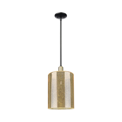 Innovations Cobbleskill 9in 1-Light Mini Pendant | Industrial Black Antique Brass Steel and Mercury Glass | Kitchen Island & | Model 716-1S-BAB-G116-L