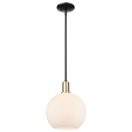 Innovations Athens 10in 1-Light Mini Pendant | Industrial Black Antique Brass and Matte White Glass | Kitchen Island & Dining | Model 716-1S-BAB-G121-10