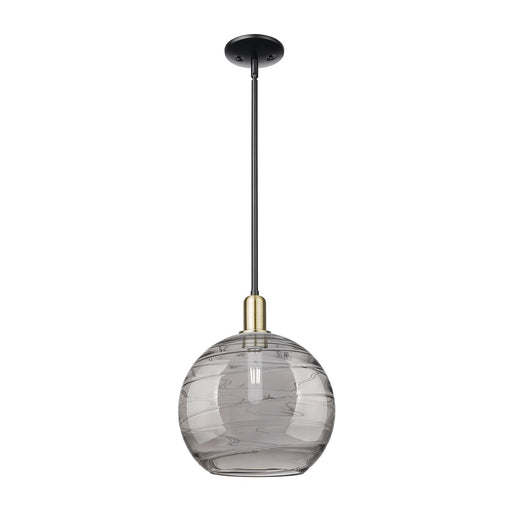 Innovations Athens Deco Swirl 12in 1-Light Mini Pendant | Industrial Black Antique Brass and Light Smoke Glass | Kitchen | Model 716-1S-BAB-G1213-12SM