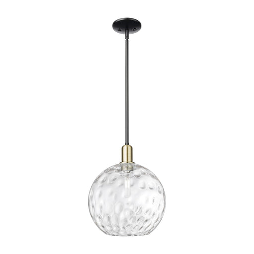 Innovations Athens Water Glass 12in 1-Light Mini Pendant | Industrial Black Antique Brass Steel and Clear Glass | Kitchen | Model 716-1S-BAB-G1215-12
