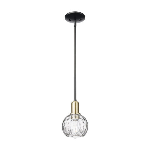 Innovations Athens Water Glass 6in 1-Light Mini Pendant | Industrial Black Antique Brass and Clear Glass | Kitchen Island & | Model 716-1S-BAB-G1215-6