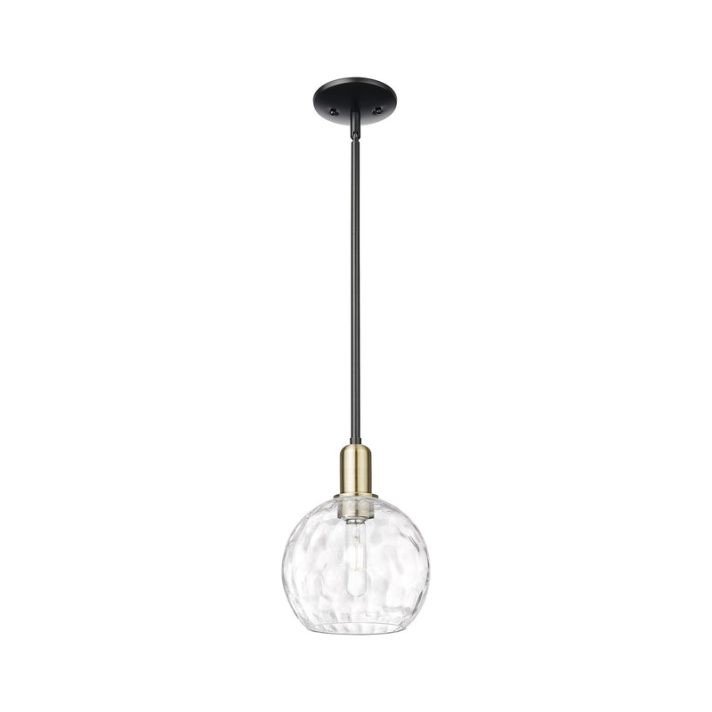 Innovations Athens 8in 1-Light Mini Pendant | Industrial Black Antique Brass and Clear Water Glass | Kitchen Island & Dining | Model 716-1S-BAB-G1215-8