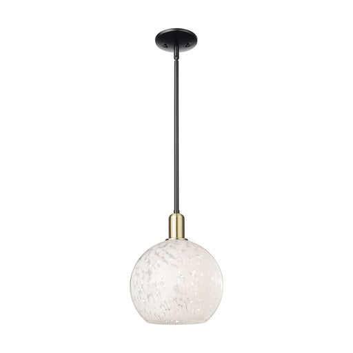 Innovations Lighting Arcadia 10in 1-Light Mini Pendant | Industrial Black Antique Brass and White Mouchette Glass | Kitchen | Model 716-1S-BAB-G1216-10WM