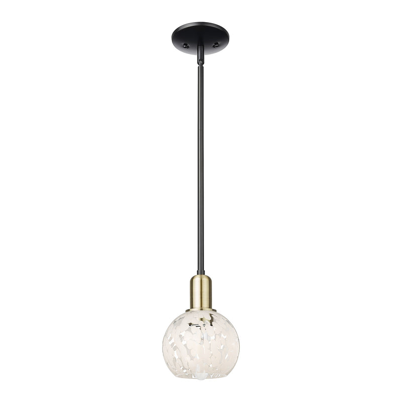 Innovations Lighting Arcadia 6in 1-Light Mini Pendant | Industrial Black Antique Brass and White Mouchette Glass | Kitchen | Model 716-1S-BAB-G1216-6WM