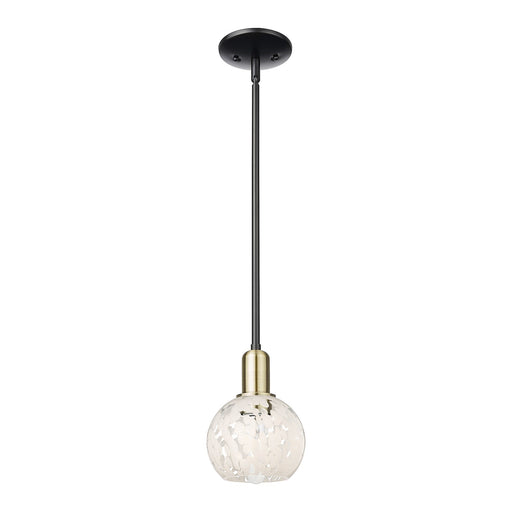 Innovations Lighting Arcadia 6in 1-Light Mini Pendant | Industrial Black Antique Brass and White Mouchette Glass | Kitchen | Model 716-1S-BAB-G1216-6WM