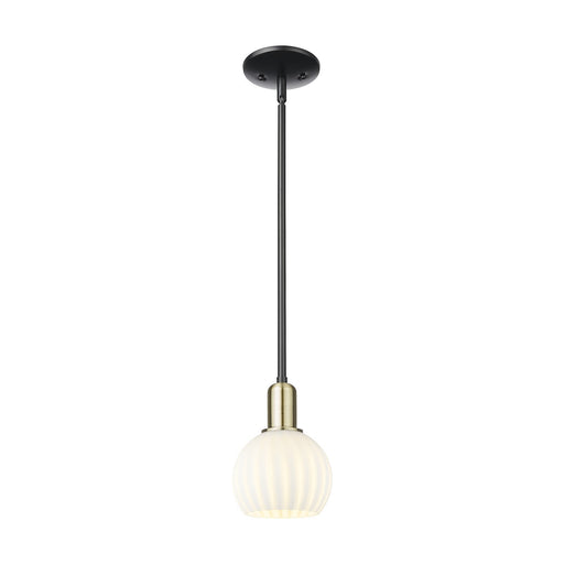 Innovations Lighting Arcadia 6in 1-Light Mini Pendant | Industrial Black Antique Brass and White Venetian Glass | Kitchen | Model 716-1S-BAB-G1217-6WV