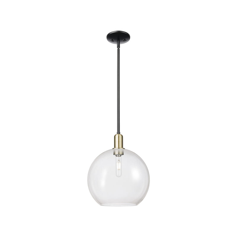 Innovations Athens 12in 1-Light Mini Pendant | Industrial Black Antique Brass Steel and Clear Glass | Kitchen Island & Dining | Model 716-1S-BAB-G122-12