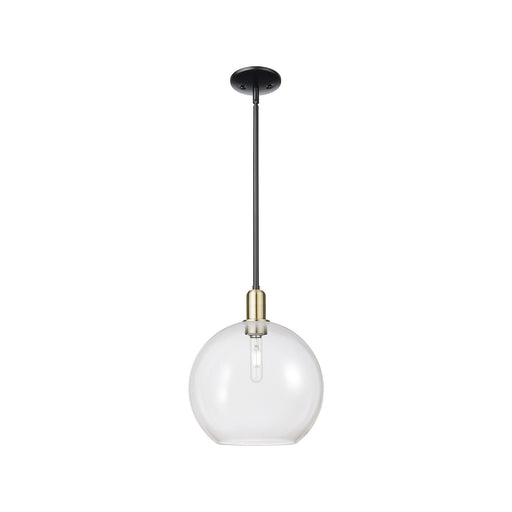 Innovations Athens 12in 1-Light Mini Pendant | Industrial Black Antique Brass Steel and Clear Glass | Kitchen Island & Dining | Model 716-1S-BAB-G122-12