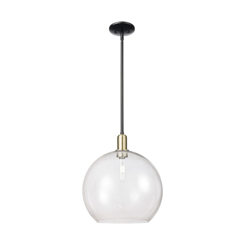 Innovations Athens 14in 1-Light Mini Pendant | Industrial Black Antique Brass Steel and Clear Glass | Kitchen Island & Dining | Model 716-1S-BAB-G122-14