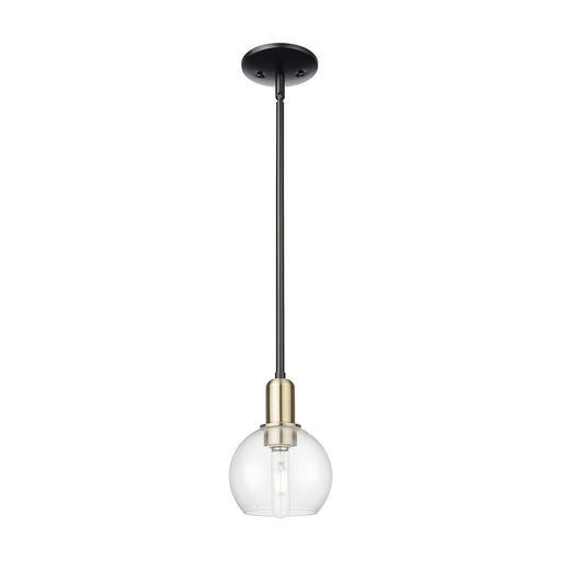 Innovations Athens 6in 1-Light Mini Pendant | Industrial Black Antique Brass Steel and Clear Glass | Kitchen Island & Dining | Model 716-1S-BAB-G122-6