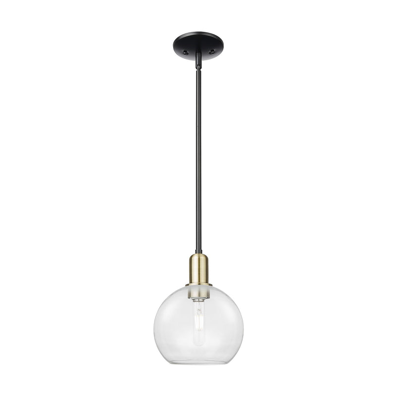 Innovations Athens 8in 1-Light Mini Pendant | Industrial Black Antique Brass and Clear Glass | Kitchen Island & Dining Room | 8 | Model 716-1S-BAB-G122-8
