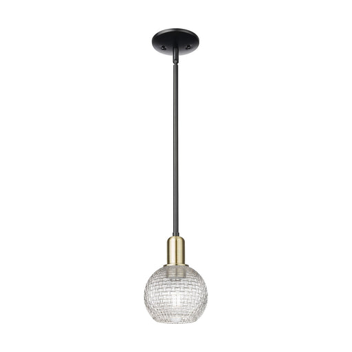 Innovations Athens 6in 1-Light Mini Pendant | Industrial Black Antique Brass and Clear Basket Weave Glass | Kitchen Island & | Model 716-1S-BAB-G122C-6CL