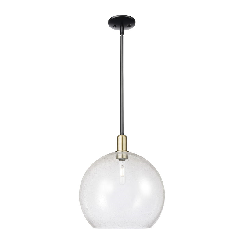 Innovations Athens 14in 1-Light Mini Pendant | Industrial Black Antique Brass Steel and Seedy Glass | Kitchen Island & Dining | Model 716-1S-BAB-G124-14