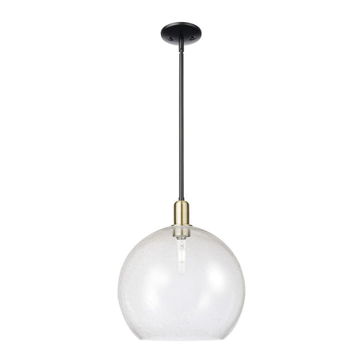Innovations Athens 14in 1-Light Mini Pendant | Industrial Black Antique Brass Steel and Seedy Glass | Kitchen Island & Dining | Model 716-1S-BAB-G124-14