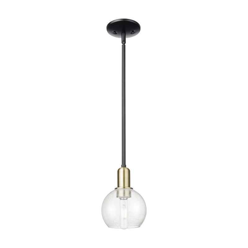 Innovations Athens 6in 1-Light Mini Pendant | Industrial Black Antique Brass Steel and Seedy Glass | Kitchen Island & Dining | Model 716-1S-BAB-G124-6