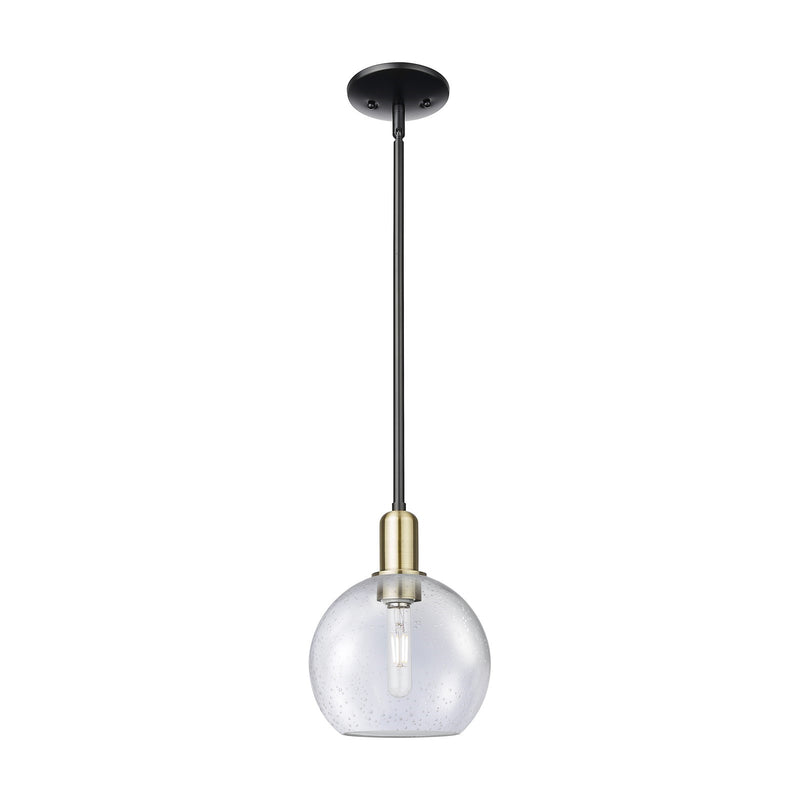 Innovations Athens 8in 1-Light Mini Pendant | Industrial Black Antique Brass Steel and Seedy Glass | Kitchen Island & Dining | Model 716-1S-BAB-G124-8