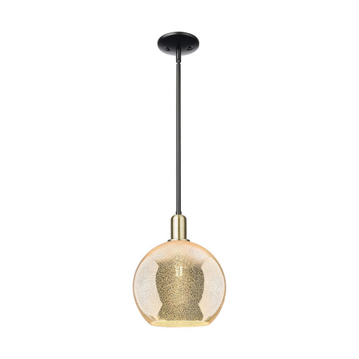 Innovations Athens 10in 1-Light Mini Pendant | Industrial Black Antique Brass Steel and Mercury Glass | Kitchen Island & Dining | Model 716-1S-BAB-G128-10