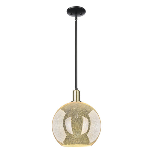 Innovations Athens 12in 1-Light Mini Pendant | Industrial Black Antique Brass Steel and Mercury Glass | Kitchen Island & Dining | Model 716-1S-BAB-G128-12