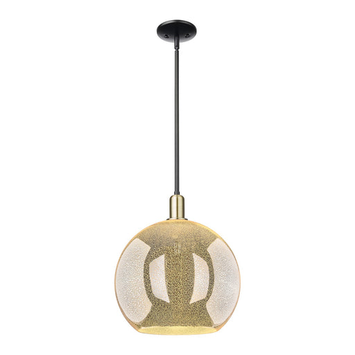 Innovations Athens 14in 1-Light Mini Pendant | Industrial Black Antique Brass Steel and Mercury Glass | Kitchen Island & Dining | Model 716-1S-BAB-G128-14