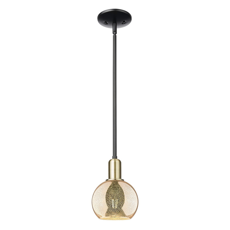 Innovations Athens 6in 1-Light Mini Pendant | Industrial Black Antique Brass and Mercury Glass | Kitchen Island & Dining Room | Model 716-1S-BAB-G128-6