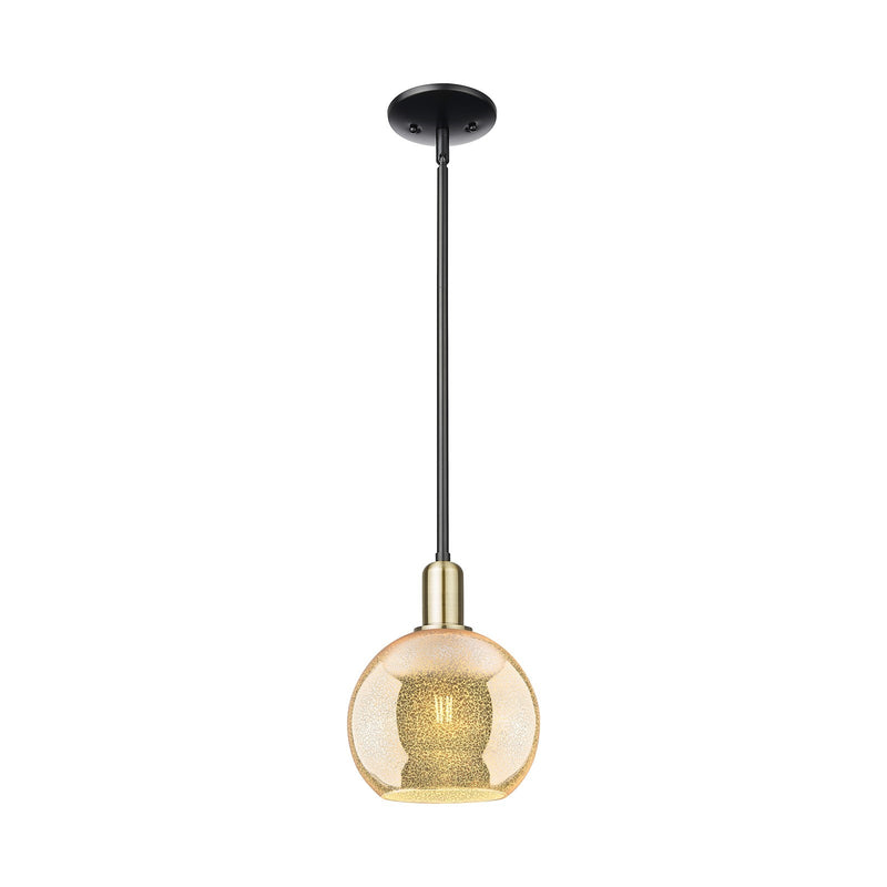 Innovations Athens 8in 1-Light Mini Pendant | Industrial Black Antique Brass and Mercury Glass | Kitchen Island & Dining Room | Model 716-1S-BAB-G128-8