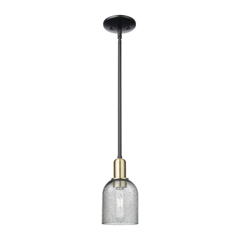 Innovations Caledonia 5in 1-Light Mini Pendant | Industrial Black Antique Brass and Charcoal Glass | Kitchen Island & Dining Room | Model 716-1S-BAB-G257