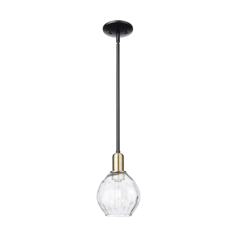 Innovations Waverly 6in 1-Light Mini Pendant | Industrial Black Antique Brass and Clear Glass | Kitchen Island & Dining Room | 6 x | Model 716-1S-BAB-G362