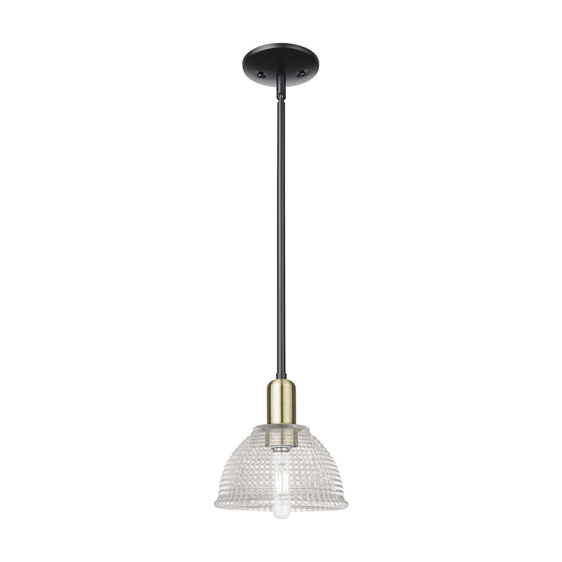 Innovations Arietta 8in 1-Light Mini Pendant | Industrial Black Antique Brass Steel and Clear Glass | Kitchen Island & Dining Room | Model 716-1S-BAB-G422