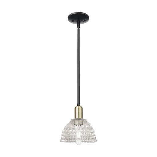 Innovations Arietta 8in 1-Light Mini Pendant | Industrial Black Antique Brass Steel and Clear Glass | Kitchen Island & Dining Room | Model 716-1S-BAB-G422